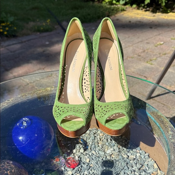 Enzo Angiolini Shoes - Enzo Angiolini Green Peep-Toe Heels size 8